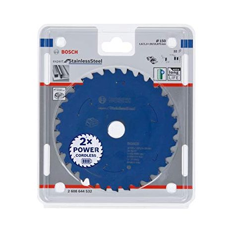 Lama per  sega circolare  Bosch  Expert for  Stainless Steel  per seghe  circolari a  batteria  150x1,6x20  32 denti  - 2608644532 (1/4)