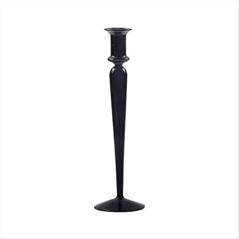 Bougeoir en verre vintage transparent noir (1/5)