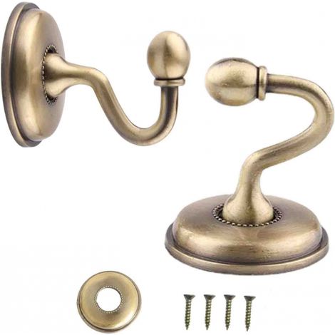Embrasses de rideaux en bronze vintage, crochets muraux en U pour suspendre rideaux, chapeaux, ou vêtements. (1/5)