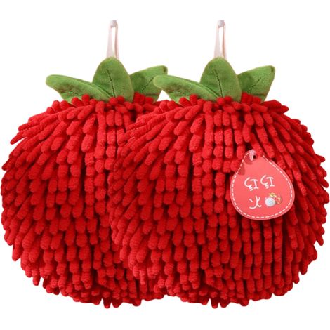 2 serviettes boule en chenille, absorbantes et séchage rapide, décoratives pour salle de bain et cuisine