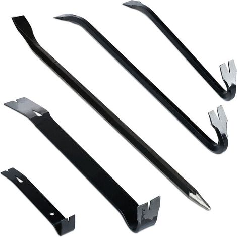 Pied-de-biche lot de 5 pièces, levier hexagonal, grand arrache-clou, en acier, noir (1/5)