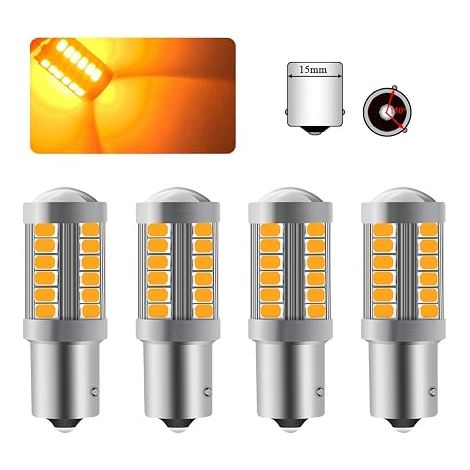 1156BAU15S PY21W LED Ampoule Jaune Ampoule 6000K 5630 33 SMD Voiture Avant et Arrière Clignotant 12-30V (1/5)
