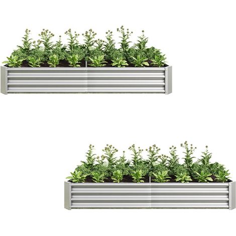 2er-Set hochbeet Metall Pflanzenbeet, Hochbeete für Garten aus robustem Stahlblech mit stabilem Design, Rostschutz und Langer Haltbarkeit, Hochbeet Bausatz ohne Boden, Ideal für Gemüse, Kräuter & Blum