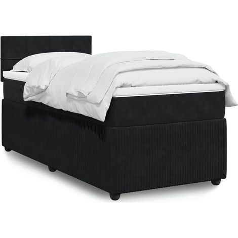 Lit simple - 100x200 cm, Sommier à lattes de lit avec matelas Noir Velours WFE832888 Maison Chic (1/5)
