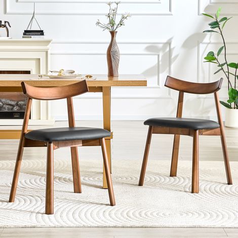 Set di 2 sedie da pranzo nere in legno di gomma, design scandinavo con seduta imbottita,50x49x77.5cm (1/5)