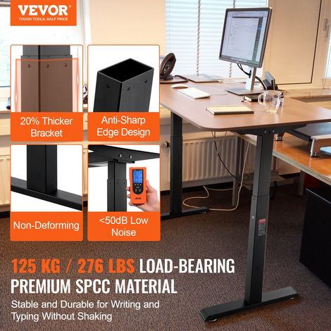 Cadre de Bureau Debout Double Moteur, Hauteur Réglable 70-117 cm, Pieds de Bureau d'Ordinateur Électrique, Longueur 110-178 cm, Bas… (1/5)