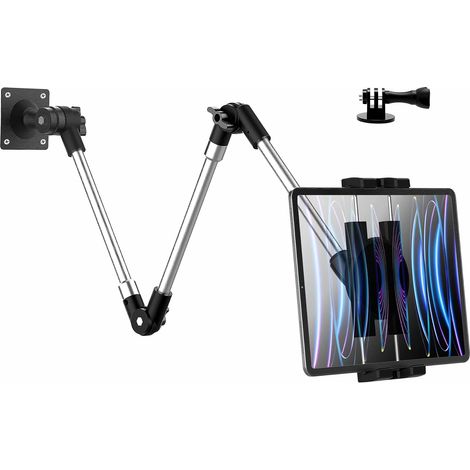 Support Mural Tablette Bras Long en Métal, Porte iPad Mural Percé Réglable  avec Bras Pliable [Bras en Aluminium 95cm] pour Pro Air Mini, Galaxy, Surface, Switch, Téléphone, 4-12.9" (1/5)