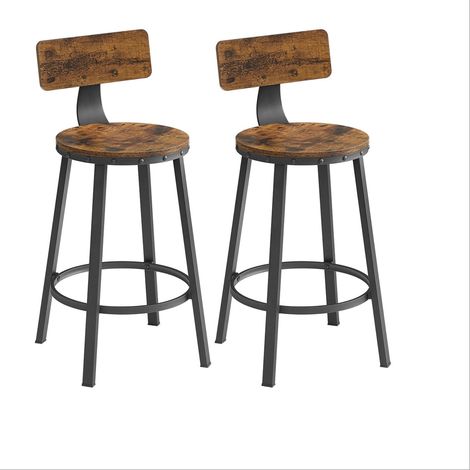 Set di 2 sedie da bar sgabelli alti con schienale seduta da cucina struttura in acciaio facile da montare seduta alta 60 cm stile industriale marrone 120006192