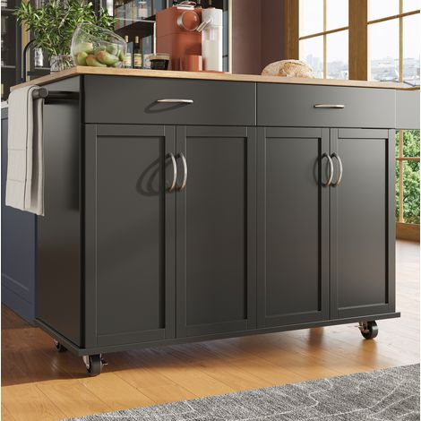Tisch Küchentisch Aufbewahrung klappbar 106 cm schwarz OKMYHOME (1/5)