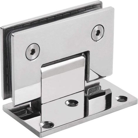 Charnière de porte de salle de bain simple face en acier inoxydable, charnière de porte en verre sans cadre à clip de salle de bain renforcé (1/5)