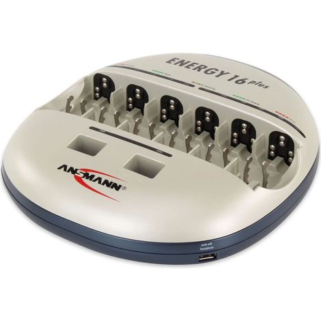 Ansmann Energy 16 plus Caricabatterie universale NiCd, NiMH Ministilo (AAA), Stilo (AA), 1/2 Torcia (C), Torcia (D), Bl (1/5)