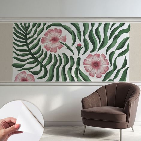 Tapete Selbstklebend - abwaschbar - Tapete mit Motiv - trendige Wanddeko - elegant Fototapete Blumen und Blätter 250x104 cm (1/5)