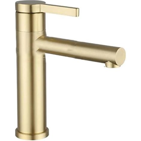 Goldene Waschtischarmatur, Mischbatterie für Warm- und Kaltwasser, Einhebel-Waschtischarmatur zur Montage auf der Waschtischplatte, Armaturen in gebürstetem Gold (1/5)