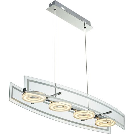 Lampada a sospensione in vetro lampada a sospensione lampada da soffitto LED per soggiorno con regolazione in altezza, quadrata, 4x LED 5W 400Lm, LxLxH 80x23x150 cm (1/5)