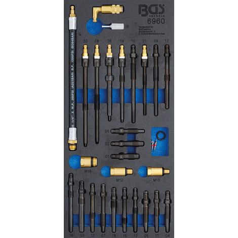 BGS  Inserción  para  carros  de  taller  1/3:  Juego  de  adaptadores  para  probadores  de  compresión  y  fugas  de  presión,  30  piezas  -  6960 (1/4)