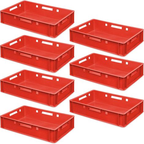 BRB E1 Lot de 7 boîtes à viande Rouge 600 x 400 x 125 mm