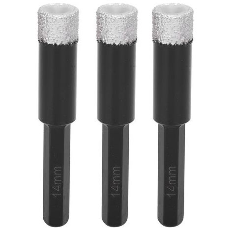3 Pièces Forets Diamant Brasés à Vide pour Carrelage, Marbre, Granit, Taille 14mm (1/5)