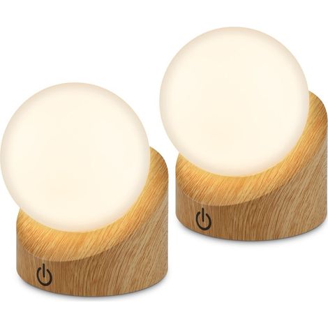 Set di 2, Dimmerabile a Passi, Lampada da Comodino, Decorativa, Batteria Intercambiabile, 150lm, 2700K, IP54, 10x8x9cm