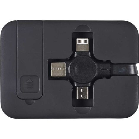 Boitier câbles rétractables 3 en 1 avec support smartphone intégré (1/5)