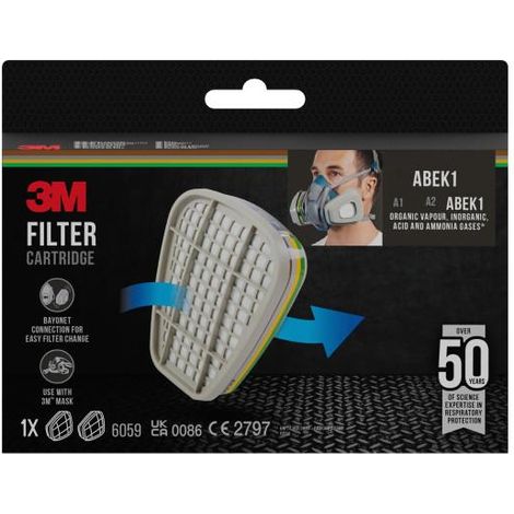 3M 3m filtros combinados gases abek1 6059-1 7100330414 , PRESENTACIÓN 1 PAR. PROTECCIÓN RESPIRATORIAPARA MASCARILLA DE MEDIA CARA REUTILIZABLE SERIE 6000