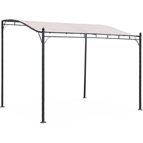 3x2.5m wall-mounted pergola, Brestum, Beige, 298x249x248 cm