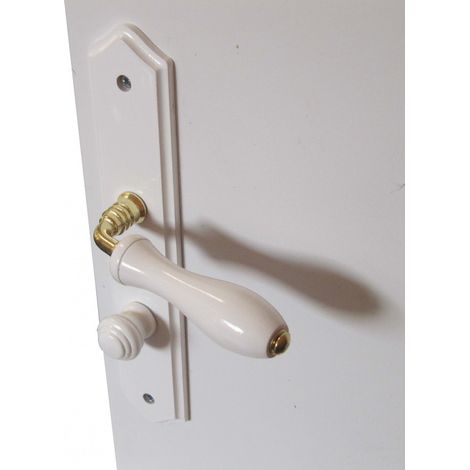 Centrale Brico – Poignée de porte coulissante en bois massif laqué – Entraxe 195 mm – Pour WC et salle de bains – Percement condamnation