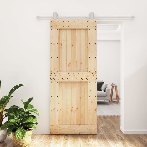 Puerta corredera con herrajes madera maciza de pino 85x210 cm vidaXL (1/5)