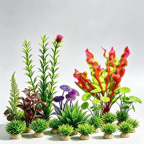 Aquarium Décoration Plantes, 16 Pièces Déco Aquarium en Couleur (1/5)