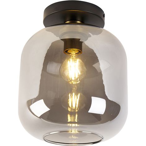 Smarte Deckenleuchte schwarz mit Gold und Rauchglas inkl. WLAN A60 - Zuzanna