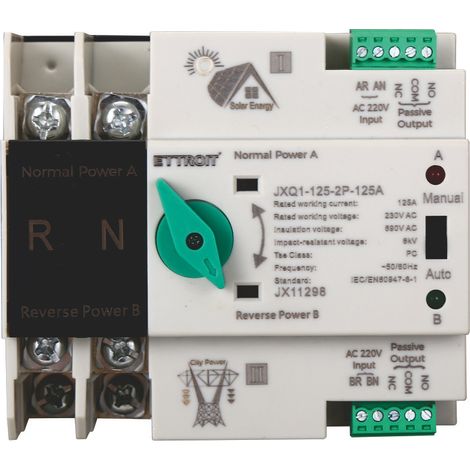 Ettroit – Commutateur automatique double alimentation 125A AC 230V – 4 modules – Protection IP20 – Conforme IEC60947-6-1 (1/3)