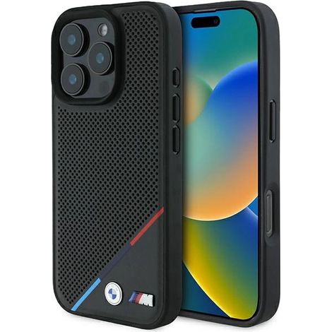 Coque rigide BMW BMHMP16L23PUPDK pour iPhone 16 Pro 6,3" noire/noire, perforée, avec logo MagSafe. (1/5)