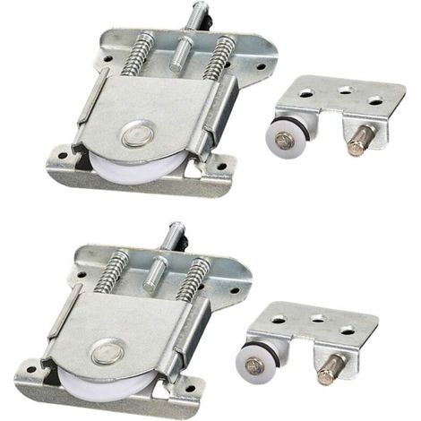 Lot de 2 pièces coulissantes pour porte de garde-robe, roues, roues, roues, rouleaux, guides avec tampon amortisseur, capacité de charge 20 kg (1/5)