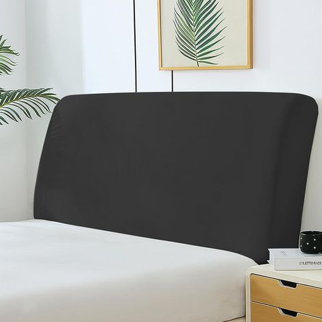 Housse de tête de lit en velours noir – Housse de tête de lit extensible étanche à la poussière, épaisse, douce et lavable, universelle pour décoration de chambre (1/5)