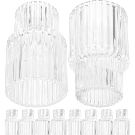 10 Pièces Bougeoirs Verre Transparent à Rayures Porte-Bougies Chauffe-Plat Nervurés Centre de Table Élégant pour Mariage et Décor Festif (1/5)