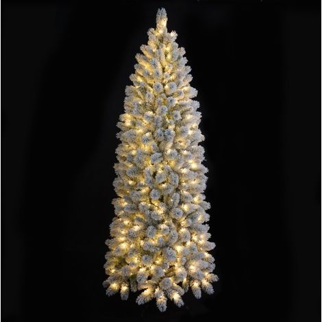 Albero di Natale slim Bianco Innevato alto 180 con 220 luci led incorporate folto con 369 punte elegante apertura ad ombrello (1/4)