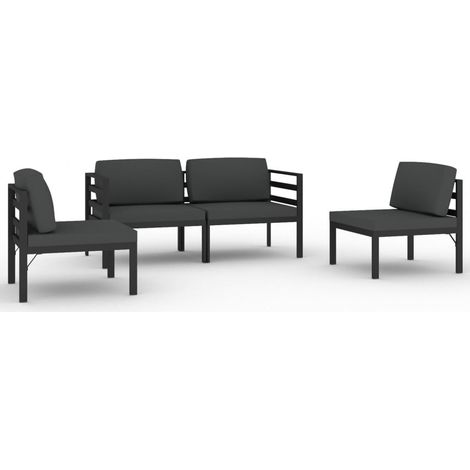 Maison Exclusive - 4-tlg. Garten-Lounge-Set mit Kissen Aluminium