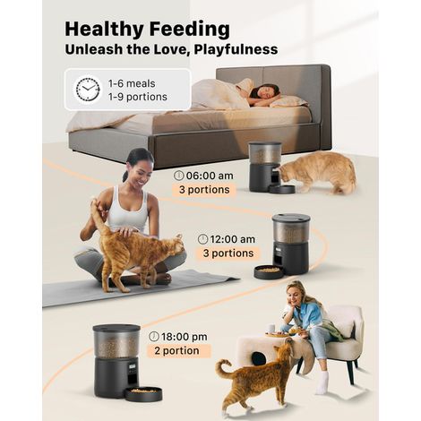 Distributeur automatique de croquettes pour chat et chien, capacité 3L, programmable, alimentation par secteur ou piles, idéal pour rationner les repas (1/5)