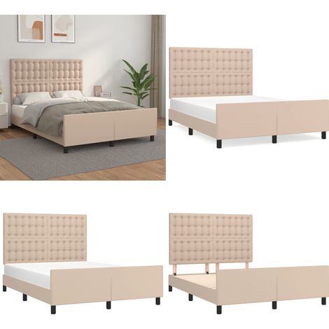 Bettgestell mit Kopfteil Cappuccino-Braun 140x190 cm Kunstleder - Kopfteil - Kunstlederbett (1/5)