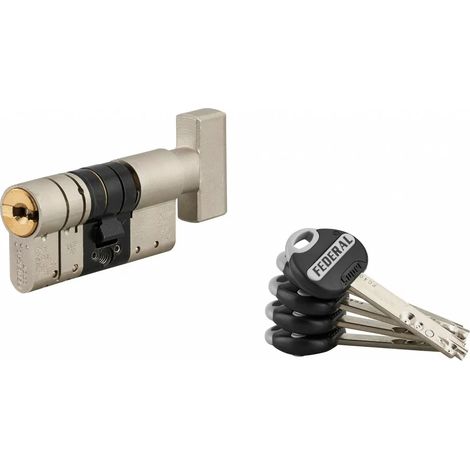THIRARD - Cylindre de serrure à bouton Federal 2, 32Bx32mm, nickel, anti-arrachement, anti-perçage, 5 clés - THIRARD (1/2)
