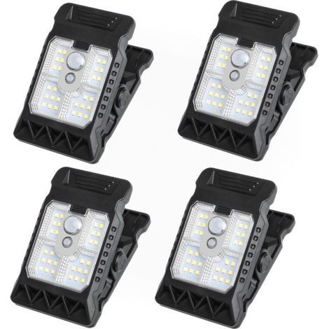 Lampe Solaire A Pince - 11 2 Cm - Detecteur De Mouvement - Etanche Ip44 - Pour Clotures Terrasses Arbres Allées - Lot De 4 (1/5)
