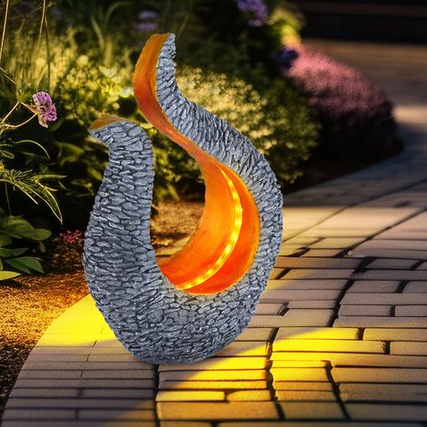 Solarleuchte Gartendeko Solar Skulptur Steinoptik Solarlampe Design gold, grau, LED warmweiß, LxBxH 23,5x11x34,5 cm