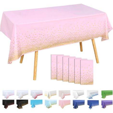 6er Set Tischdecke Rosa Gold Punkte 137x274cm Plastik Wasserdicht für Partys