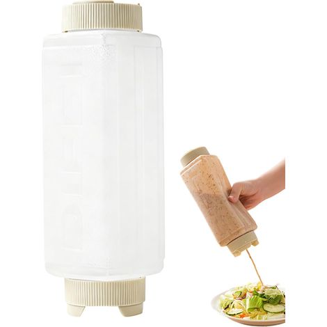 Botellas para especias - Recipiente para especias - Rellenable - A prueba de fugas - Botella exprimible invertida - Botellas resistentes - Kétchup - Miel - Aderezo para ensaladas (1/2)