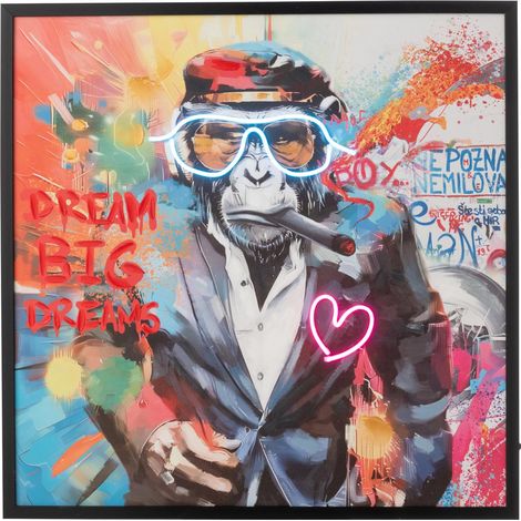 Tableau à LED "Monkey Cigar" 83x83cm Multicolore (1/5)