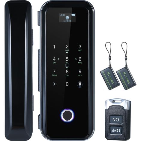 Serrure digitale verre, 4 déverrouillages, audio intelligent, anti-espionnage, télécommande (porte gauche/droite) (1/5)