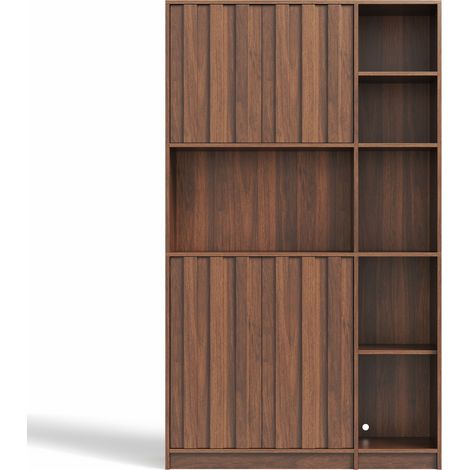 Dispensa alta da cucina con LED, presa e USB, MDF noce, HOMVRA (1/5)