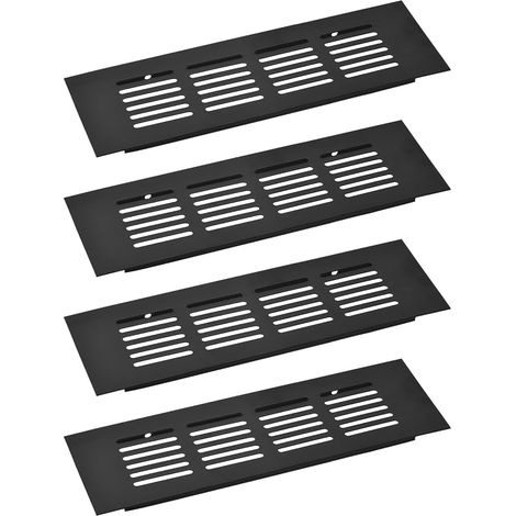 4Pcs Aluminum Alloy Rectangular Ventilation Grille Mesh Louver Ventilation Cover for Wardrobe, Closet, 200 x 60mm/7.87 x 2.36 Inches (1/5)