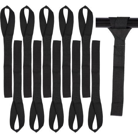 10 correas de amarre de bucle suave, 29,5 x 2,5 cm, para manillar de motocicleta, para motocicletas, bicicletas y coches, para transportar y asegurar la carga de coches y motocicletas (negro)