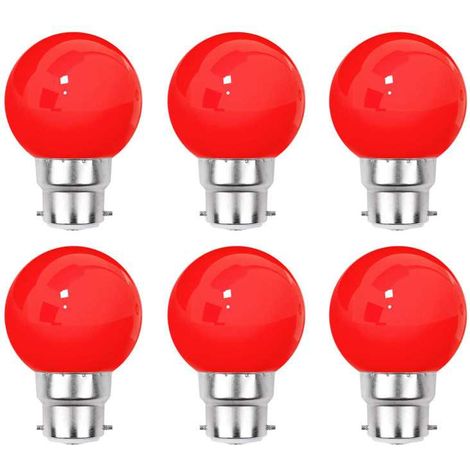 Lot de 6 ampoules rouges B22 Incassables avec culot en fer