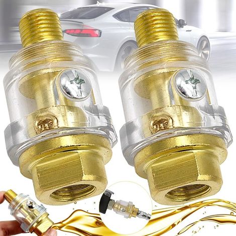 Lubricador en línea mini de 2 piezas, engrasador neumático, mini lubricador automático, mini lubricador de niebla accionado por aire comprimido de 1/4", para herramientas neumáticas, destornillador de (1/5)